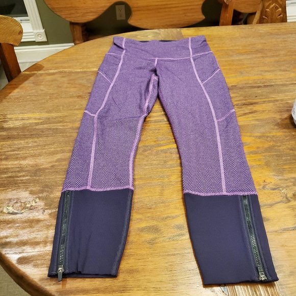 Lululemon Rebel Runner Crop Herringbone Purple Size 4 Leggings Women - Picture 5 of 8
